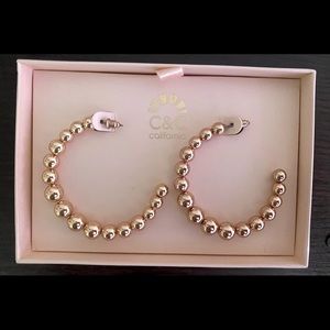 Gold Pearl Bauble Hoop Earrings
